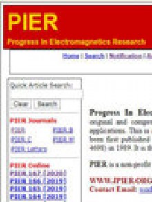 Progress In Electromagnetics Research-pier期刊