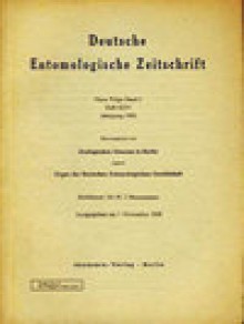 Deutsche Entomologische Zeitschrift期刊