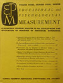 Educational And Psychological Measurement期刊